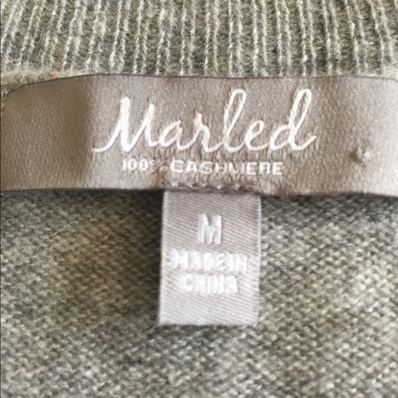 Like New Marled grey cashmere sweater w/Sunday written across chest - Picture 3 of 6